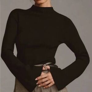 Maeve by Anthropologie Black Mock Neck Bell Sleeve Knit Top Women's 2X